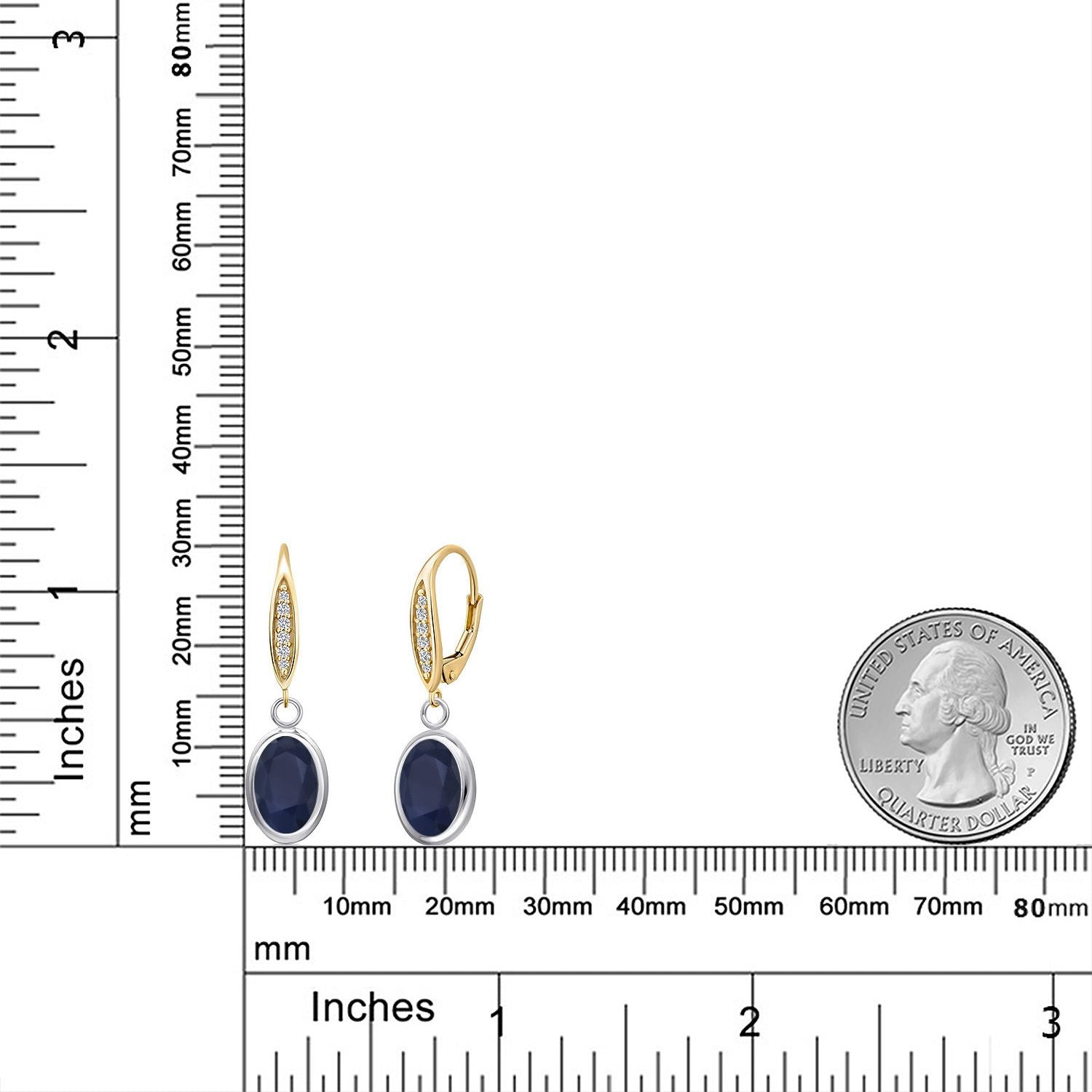 Earrings in 925 Sterling Silver and 10K Yellow Gold