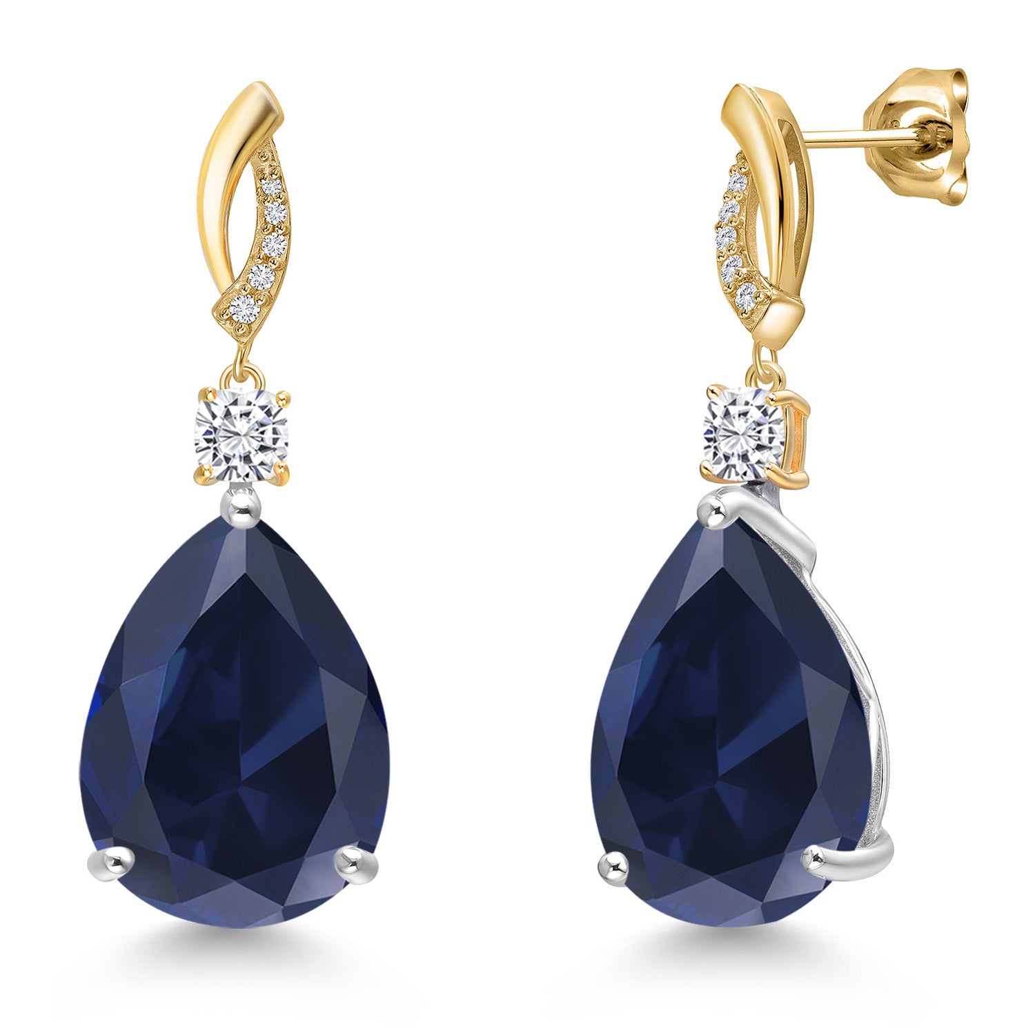 Earrings in 925 Sterling Silver and 10K Yellow Gold