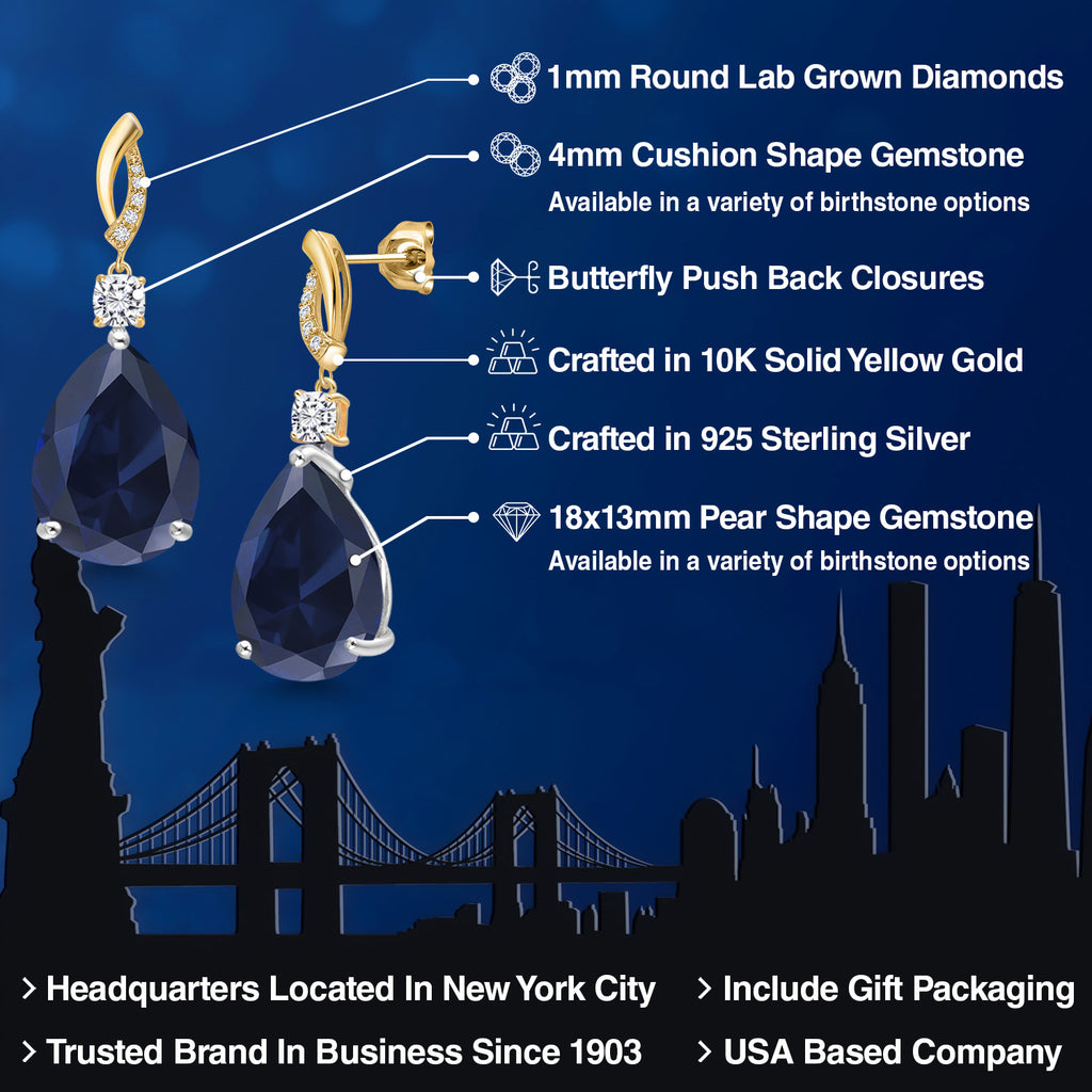 Earrings in 925 Sterling Silver and 10K Yellow Gold