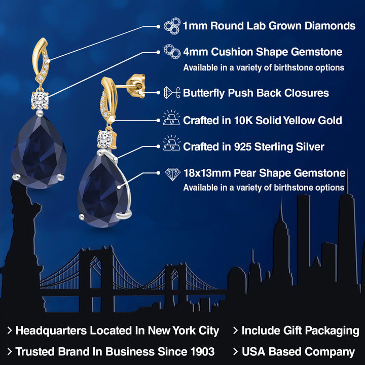 Earrings in 925 Sterling Silver and 10K Yellow Gold