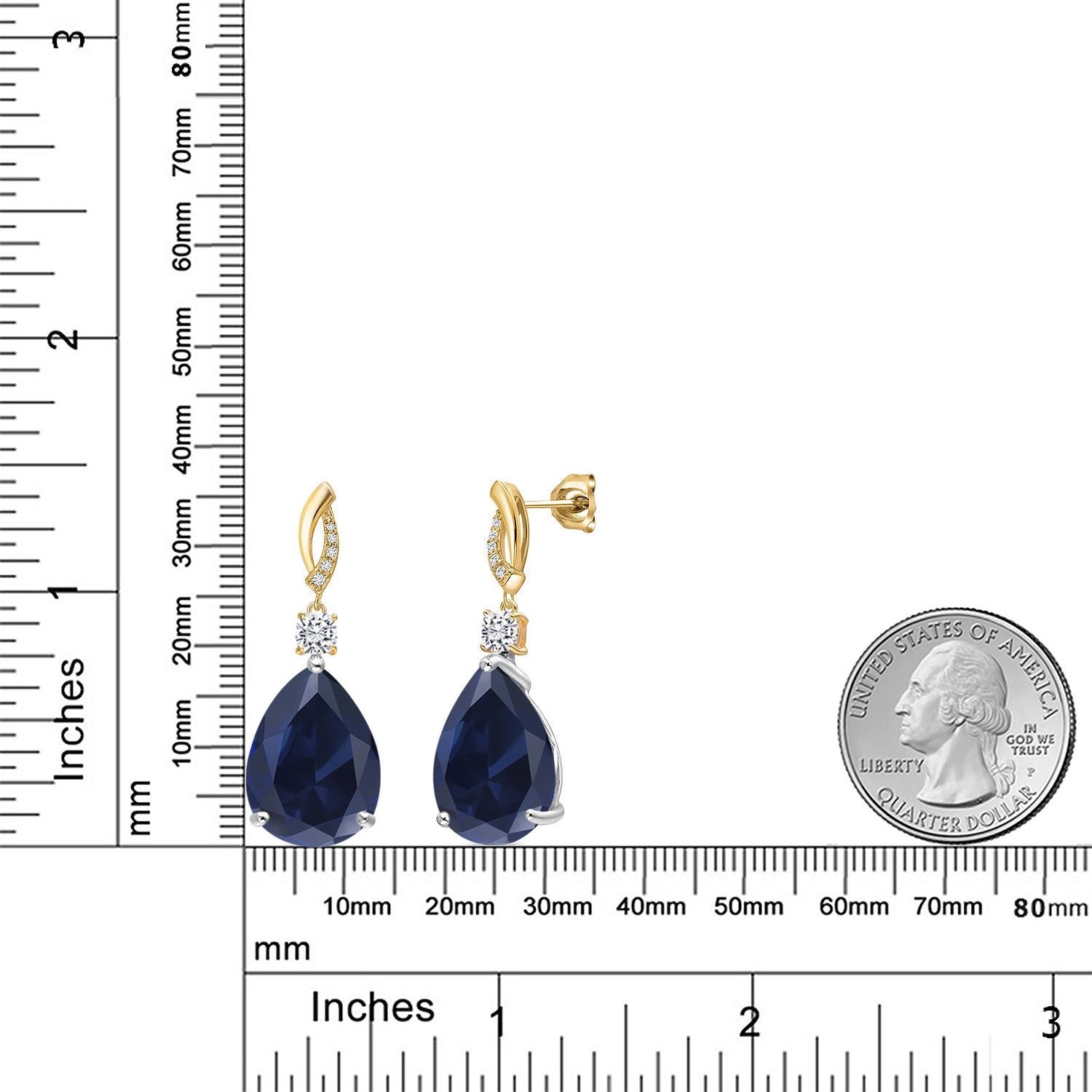 Earrings in 925 Sterling Silver and 10K Yellow Gold