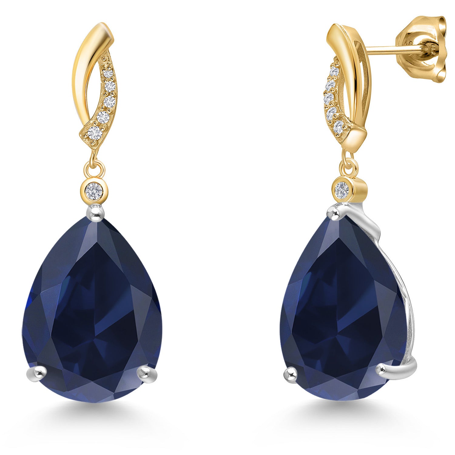 Earrings in 925 Sterling Silver and 10K Yellow Gold