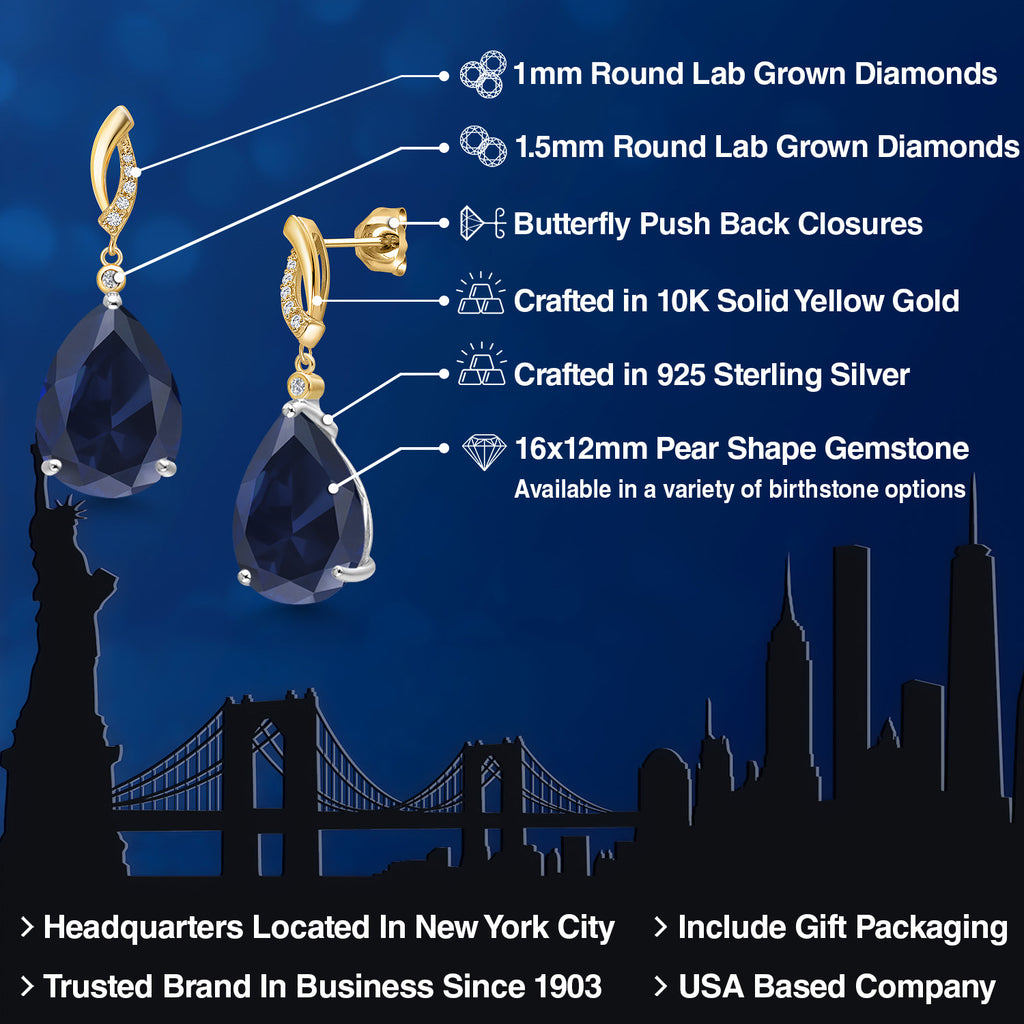 Earrings in 925 Sterling Silver and 10K Yellow Gold
