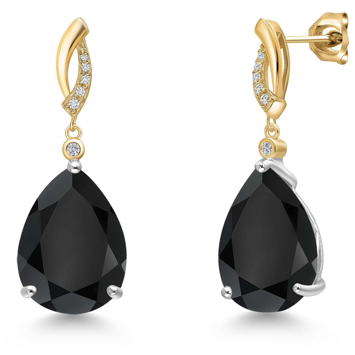 Earrings in 925 Sterling Silver and 10K Yellow Gold