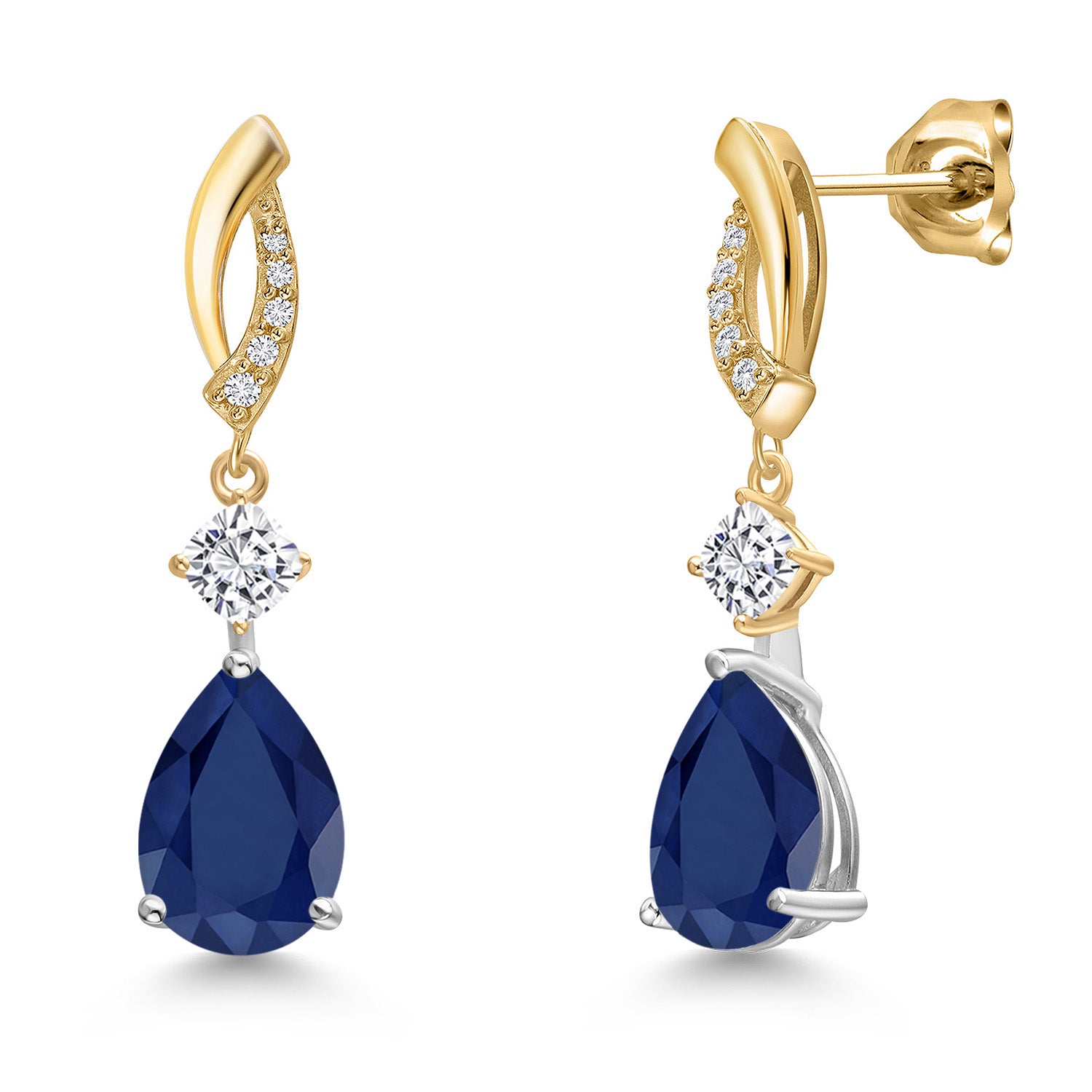 Earrings in 925 Sterling Silver and 10K Yellow Gold