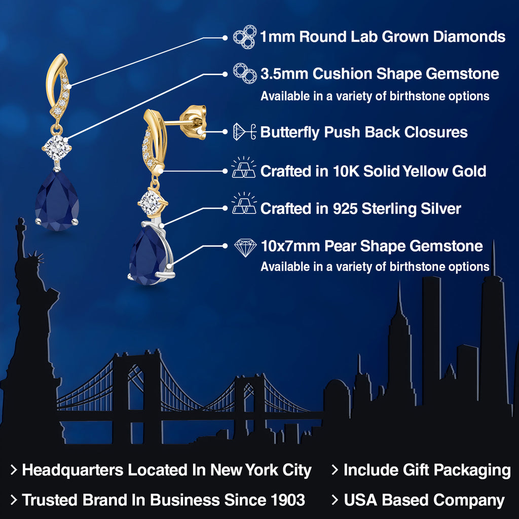 Earrings in 925 Sterling Silver and 10K Yellow Gold