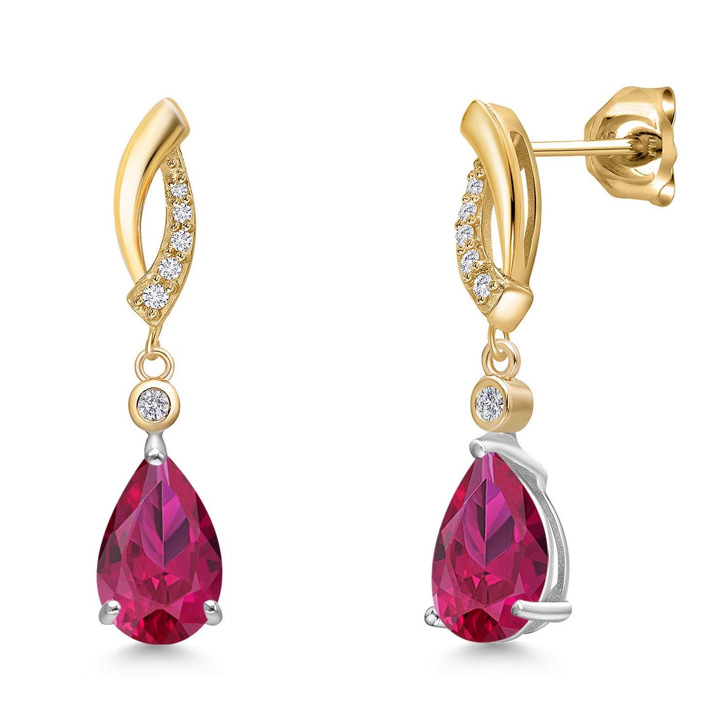 Earrings in 925 Sterling Silver and 10K Yellow Gold