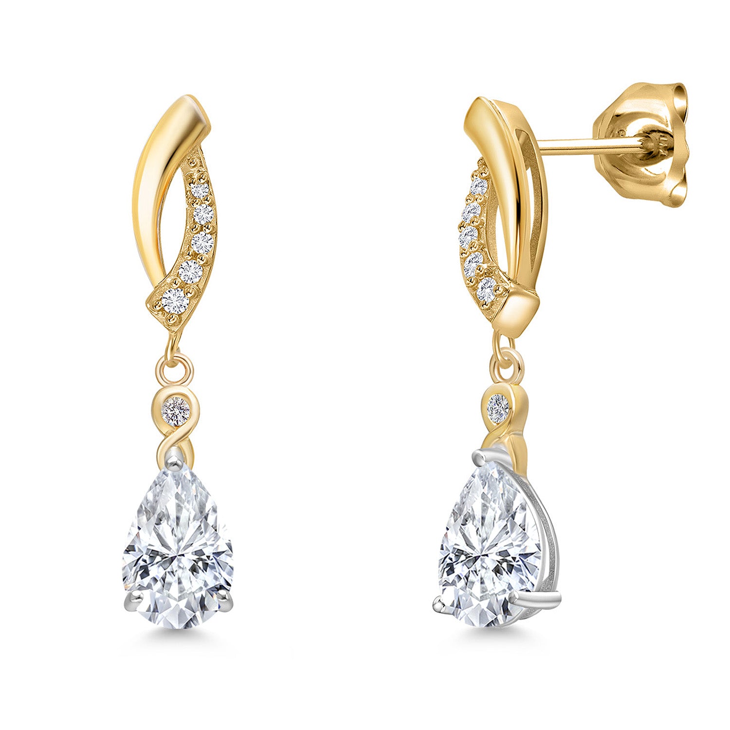 Earrings in 925 Sterling Silver and 10K Yellow Gold