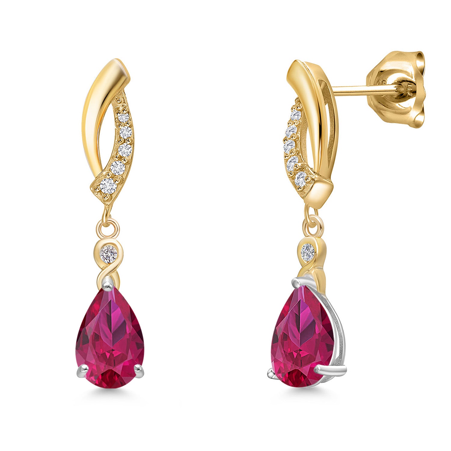 Earrings in 925 Sterling Silver and 10K Yellow Gold