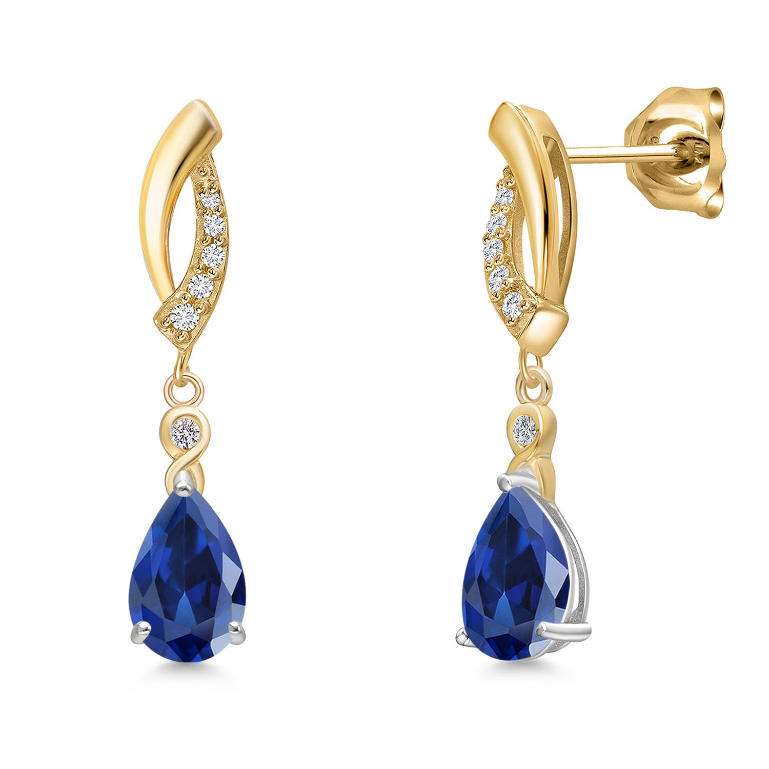 Earrings in 925 Sterling Silver and 10K Yellow Gold