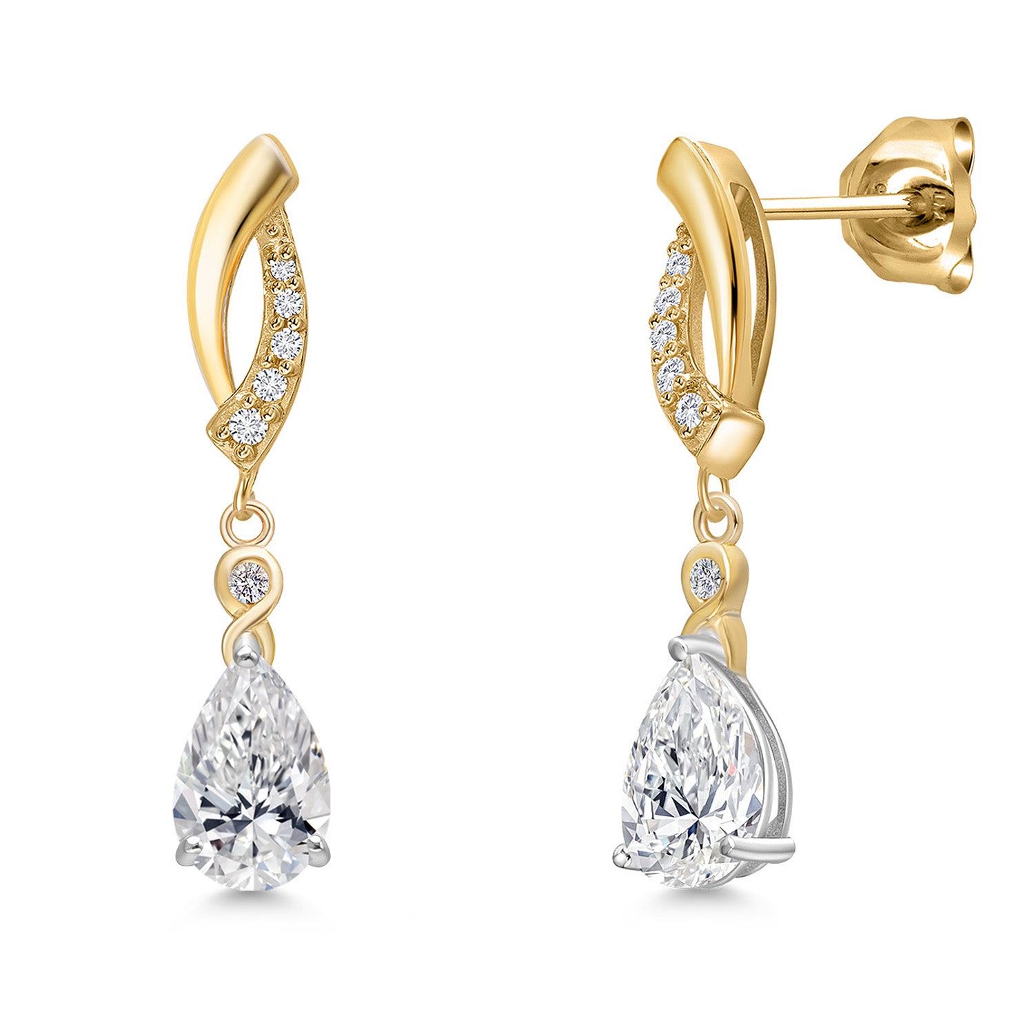 Earrings in 925 Sterling Silver and 10K Yellow Gold