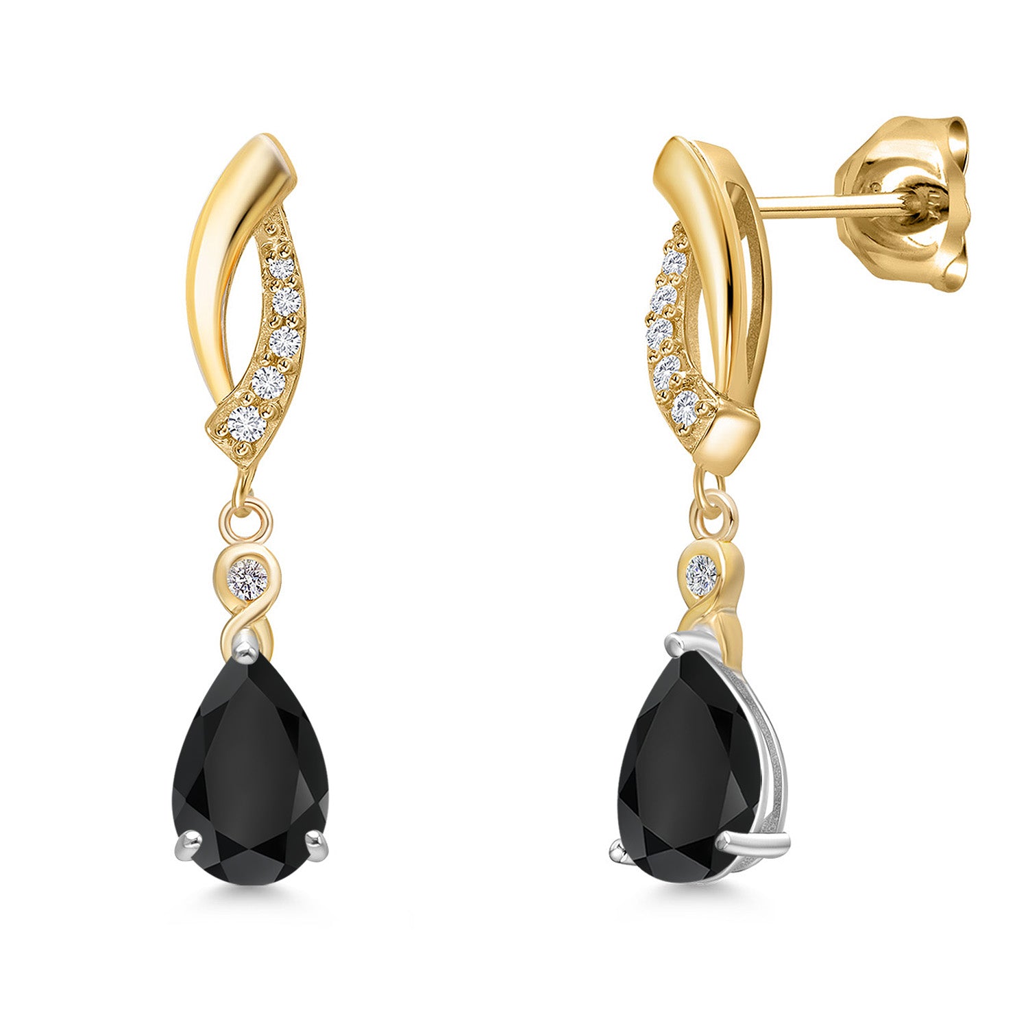 Earrings in 925 Sterling Silver and 10K Yellow Gold