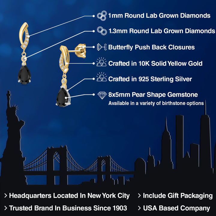 Earrings in 925 Sterling Silver and 10K Yellow Gold