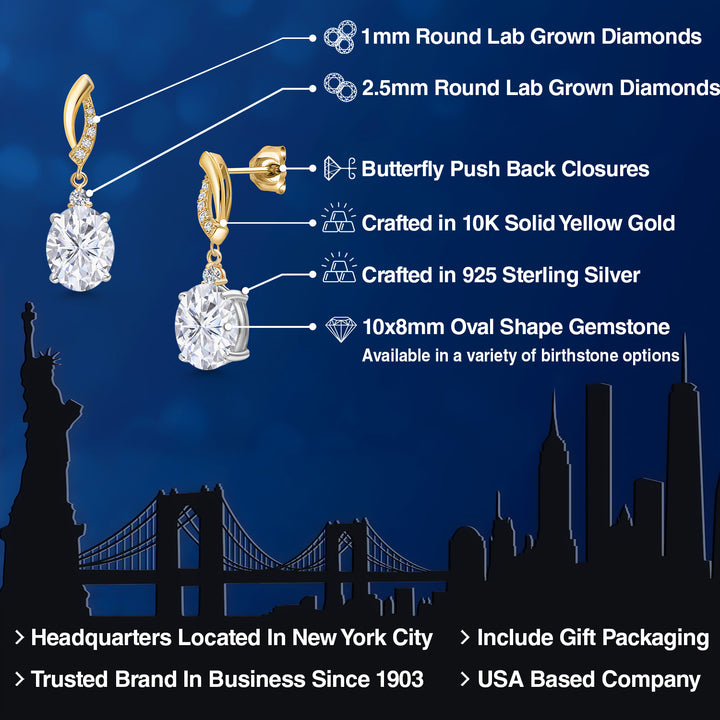 Earrings in 925 Sterling Silver and 10K Yellow Gold