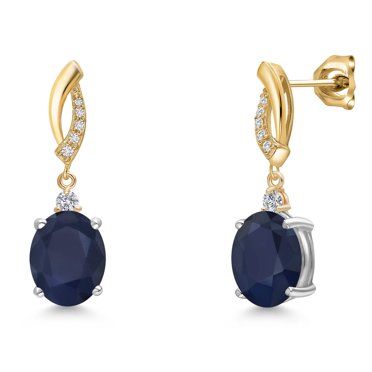 Earrings in 925 Sterling Silver and 10K Yellow Gold