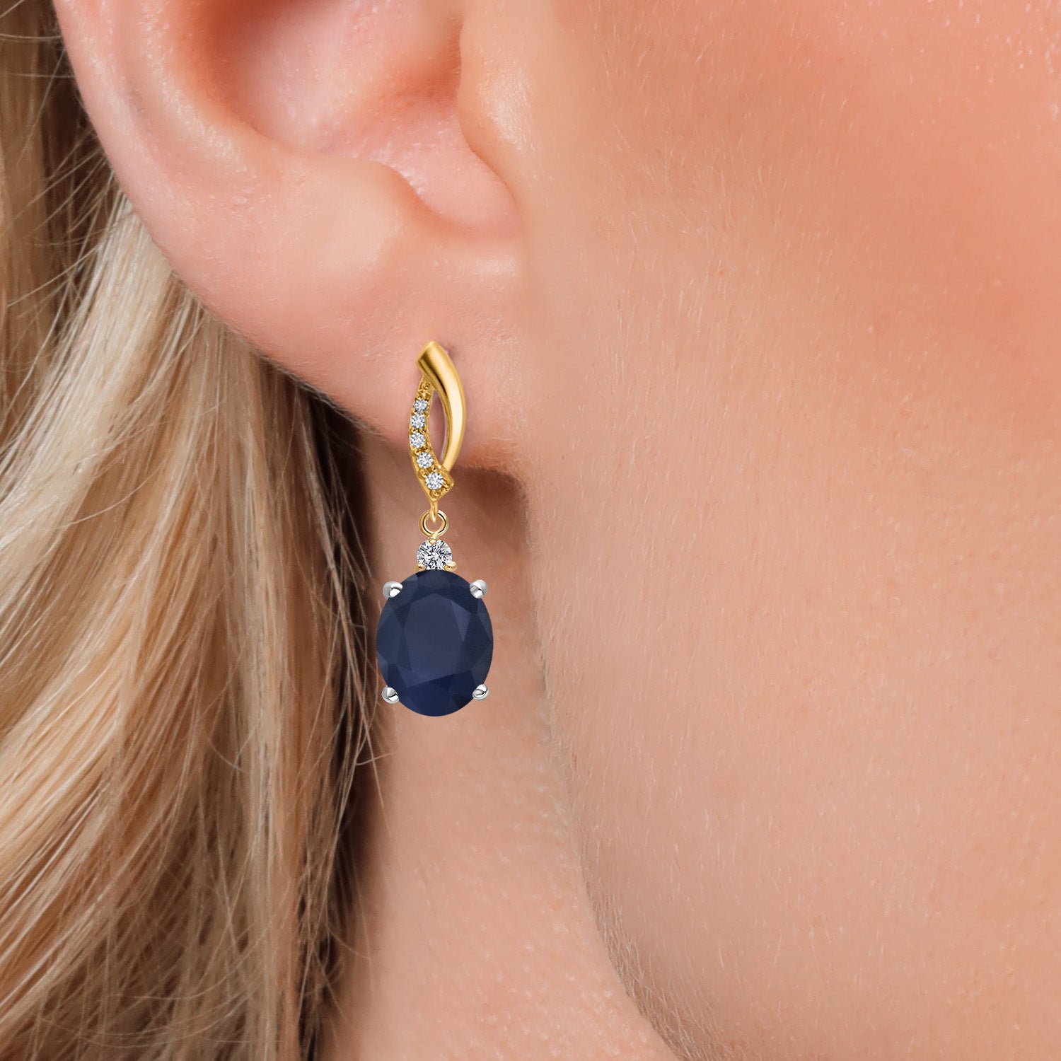 Earrings in 925 Sterling Silver and 10K Yellow Gold