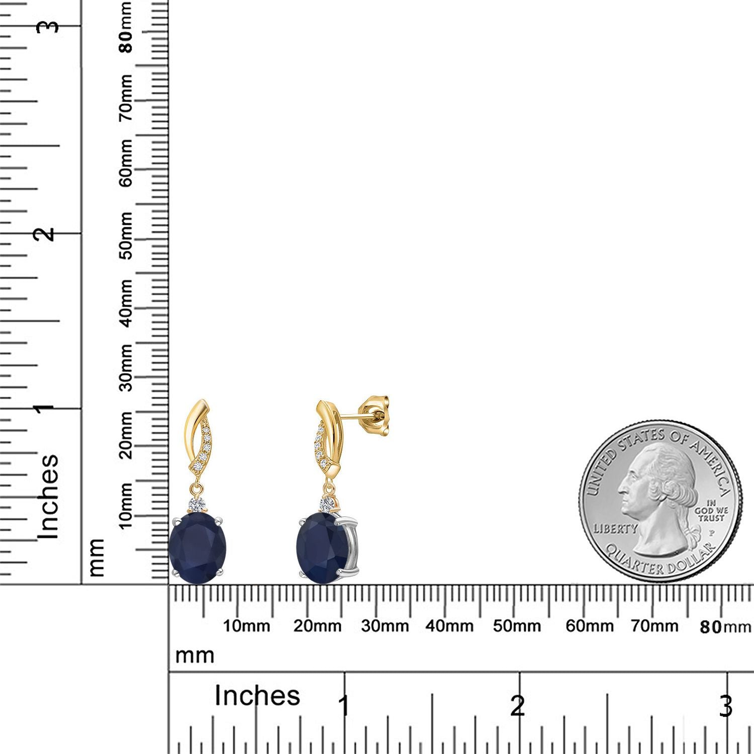 Earrings in 925 Sterling Silver and 10K Yellow Gold