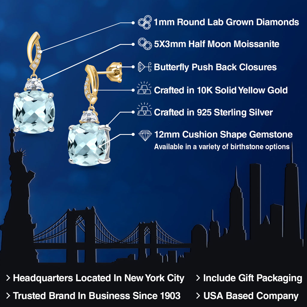 Earrings in 925 Sterling Silver and 10K Yellow Gold
