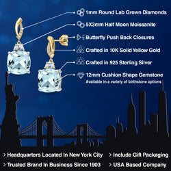 Earrings in 925 Sterling Silver and 10K Yellow Gold