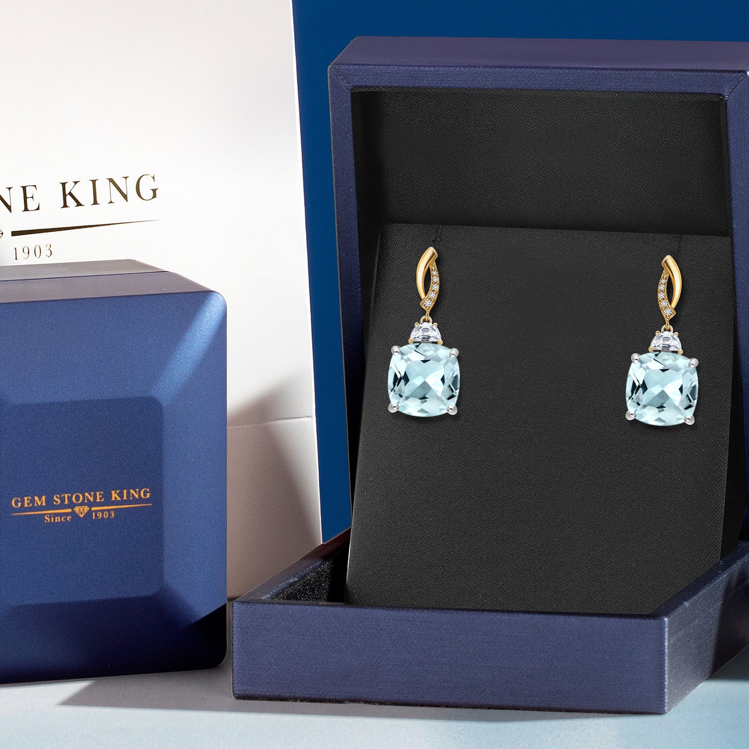 Earrings in 925 Sterling Silver and 10K Yellow Gold