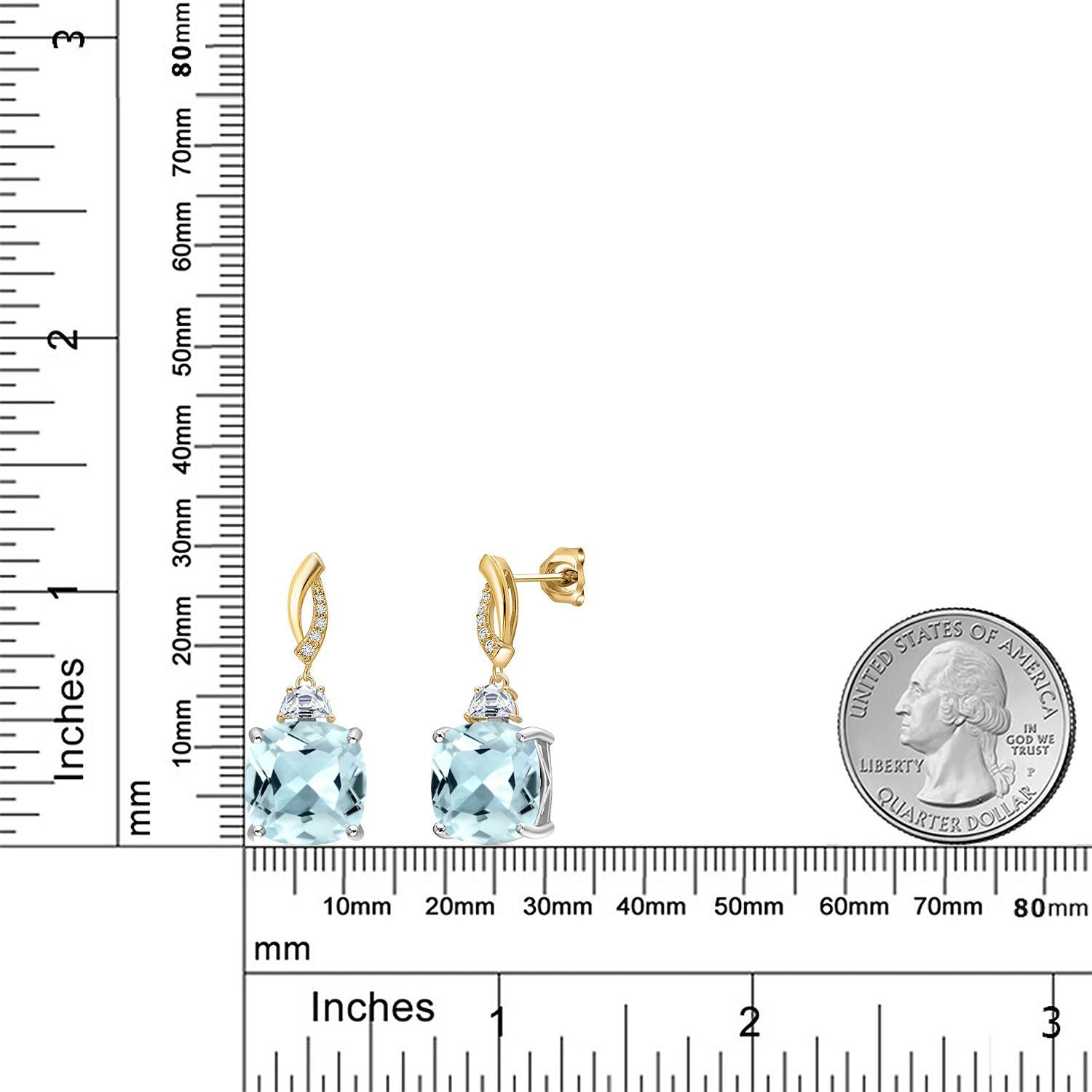 Earrings in 925 Sterling Silver and 10K Yellow Gold