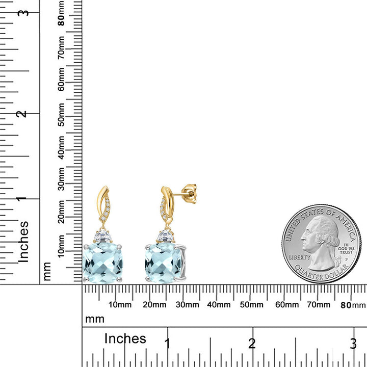 Earrings in 925 Sterling Silver and 10K Yellow Gold