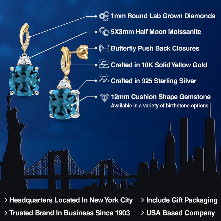 Earrings in 925 Sterling Silver and 10K Yellow Gold