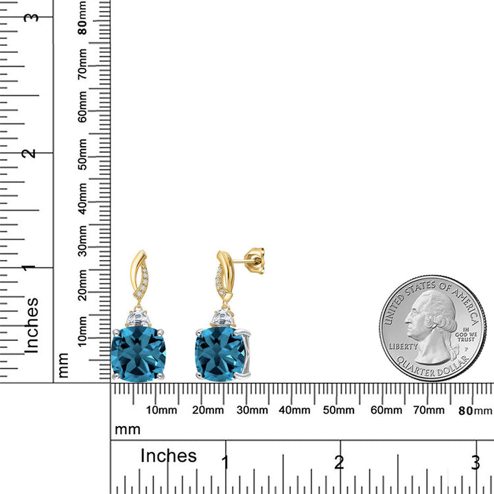 Earrings in 925 Sterling Silver and 10K Yellow Gold
