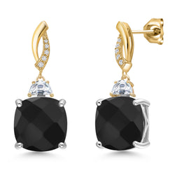 Earrings in 925 Sterling Silver and 10K Yellow Gold
