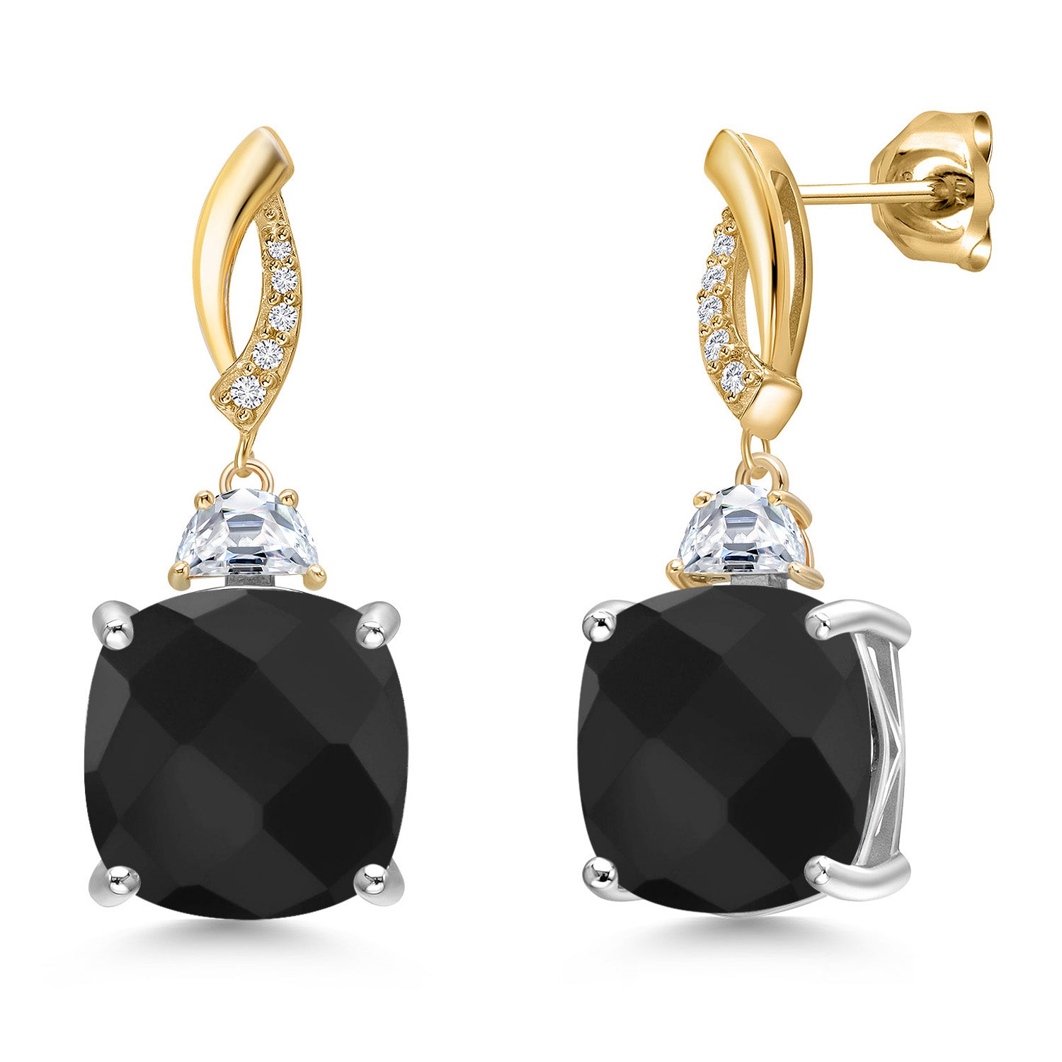 Earrings in 925 Sterling Silver and 10K Yellow Gold