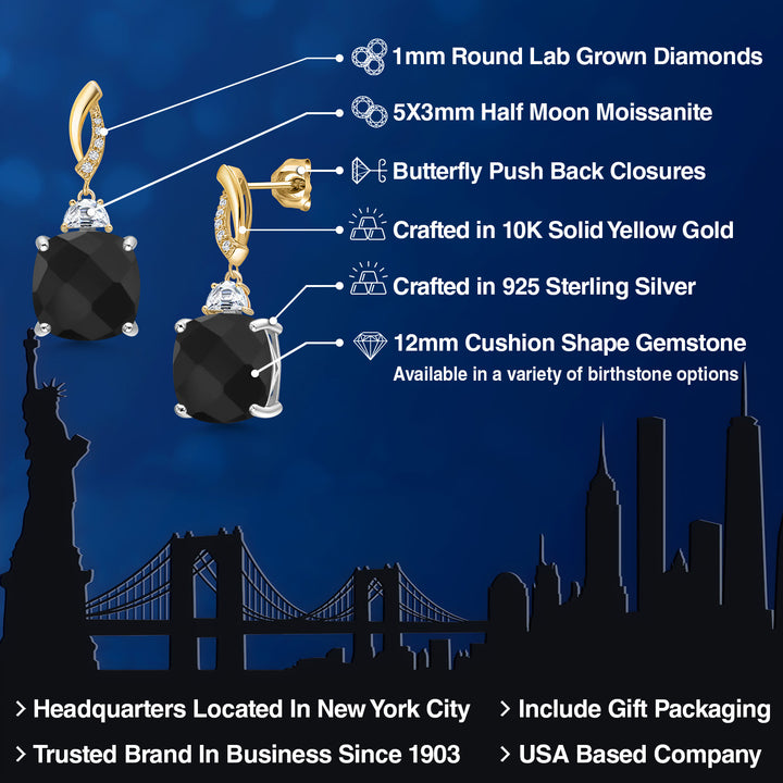 Earrings in 925 Sterling Silver and 10K Yellow Gold
