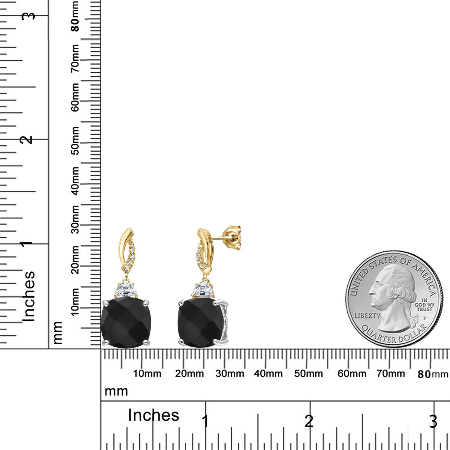 Earrings in 925 Sterling Silver and 10K Yellow Gold