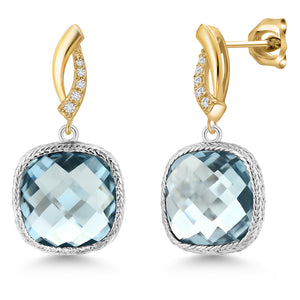 Earrings in 925 Sterling Silver and 10K Yellow Gold