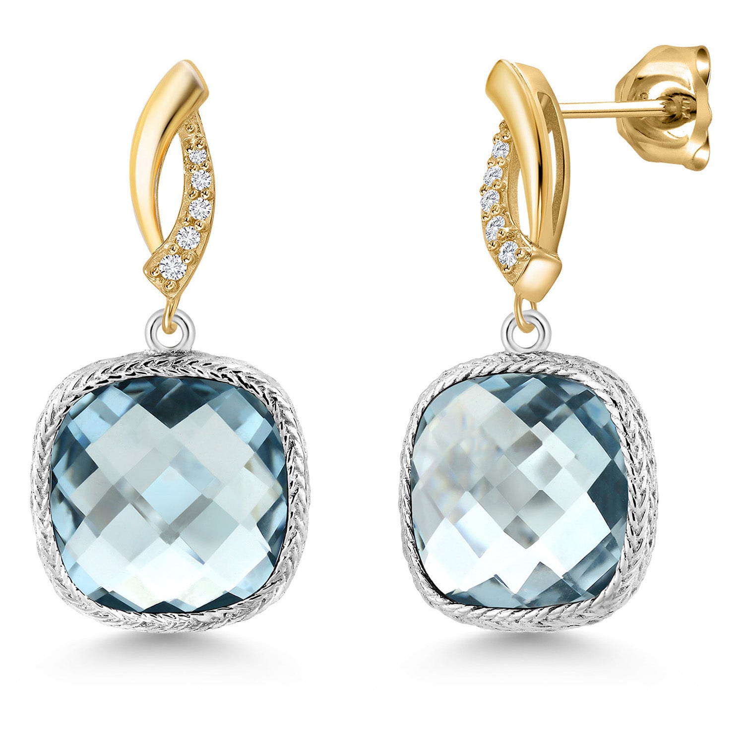 Earrings in 925 Sterling Silver and 10K Yellow Gold