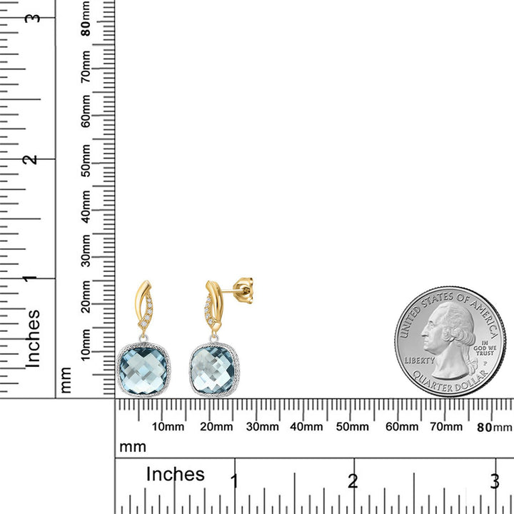 Earrings in 925 Sterling Silver and 10K Yellow Gold