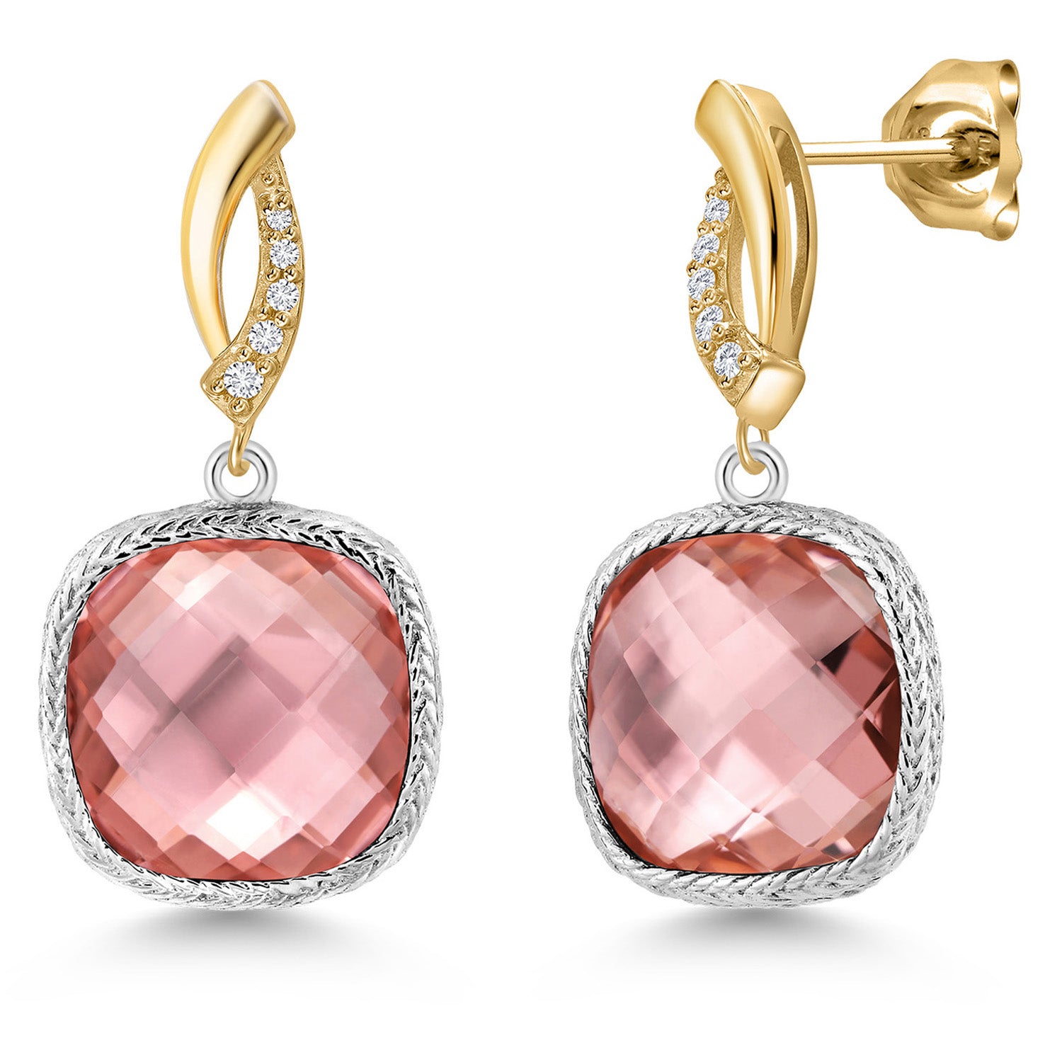 Earrings in 925 Sterling Silver and 10K Yellow Gold