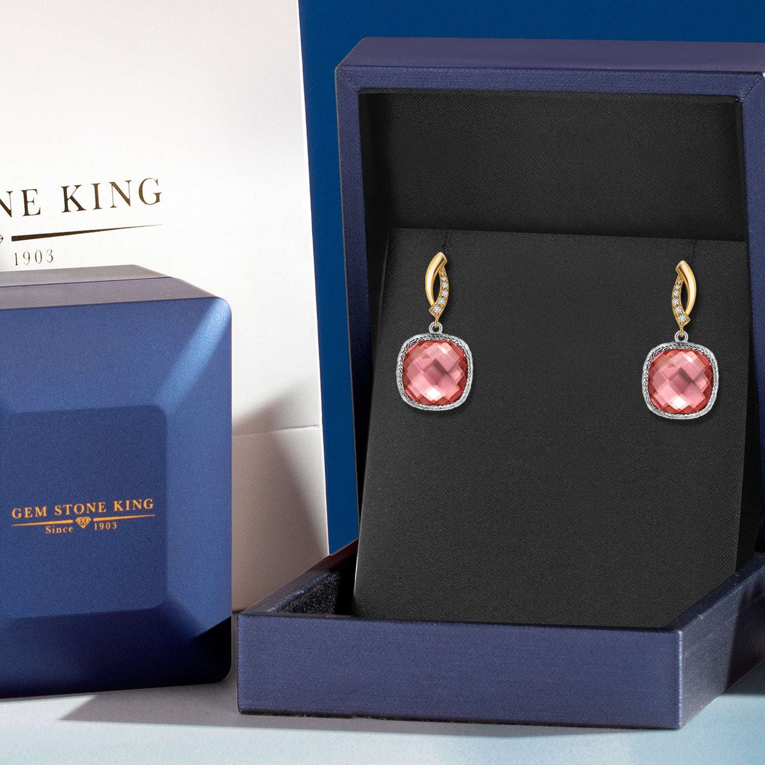 Earrings in 925 Sterling Silver and 10K Yellow Gold