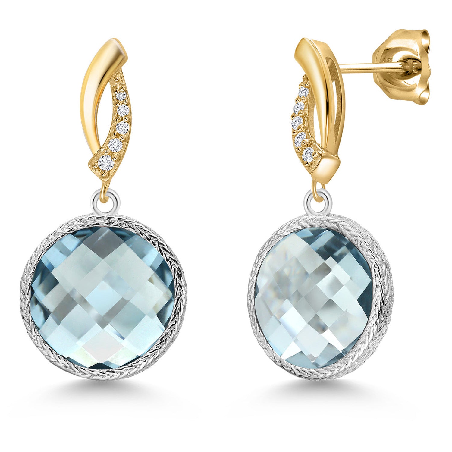 Earrings in 925 Sterling Silver and 10K Yellow Gold