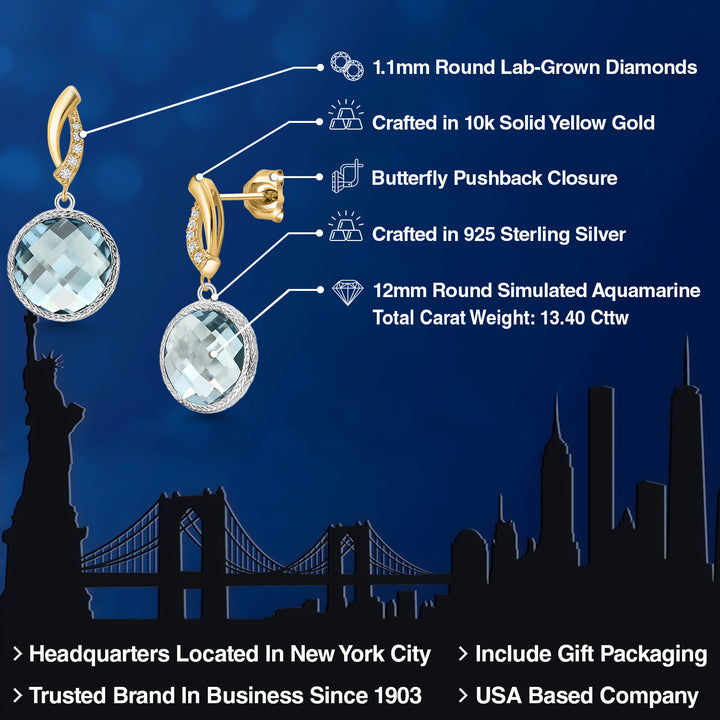 Earrings in 925 Sterling Silver and 10K Yellow Gold
