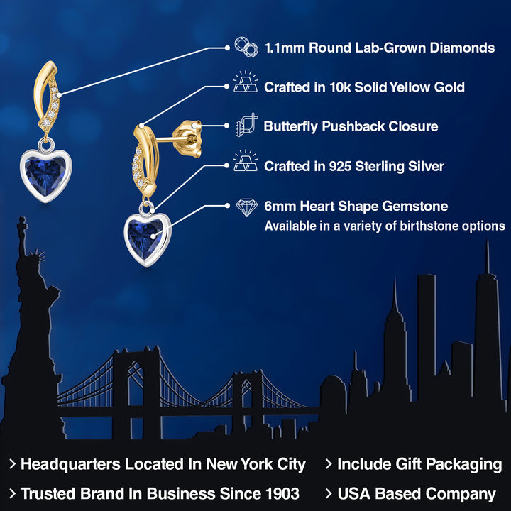 Earrings in 925 Sterling Silver and 10K Yellow Gold