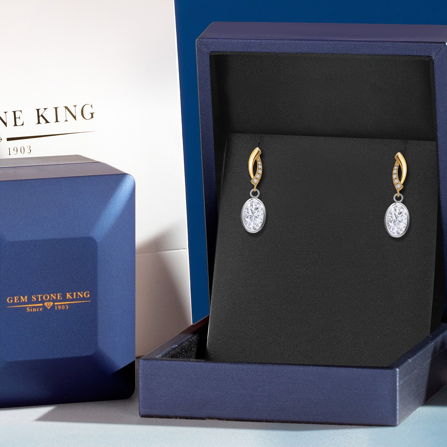 Earrings in 925 Sterling Silver and 10K Yellow Gold