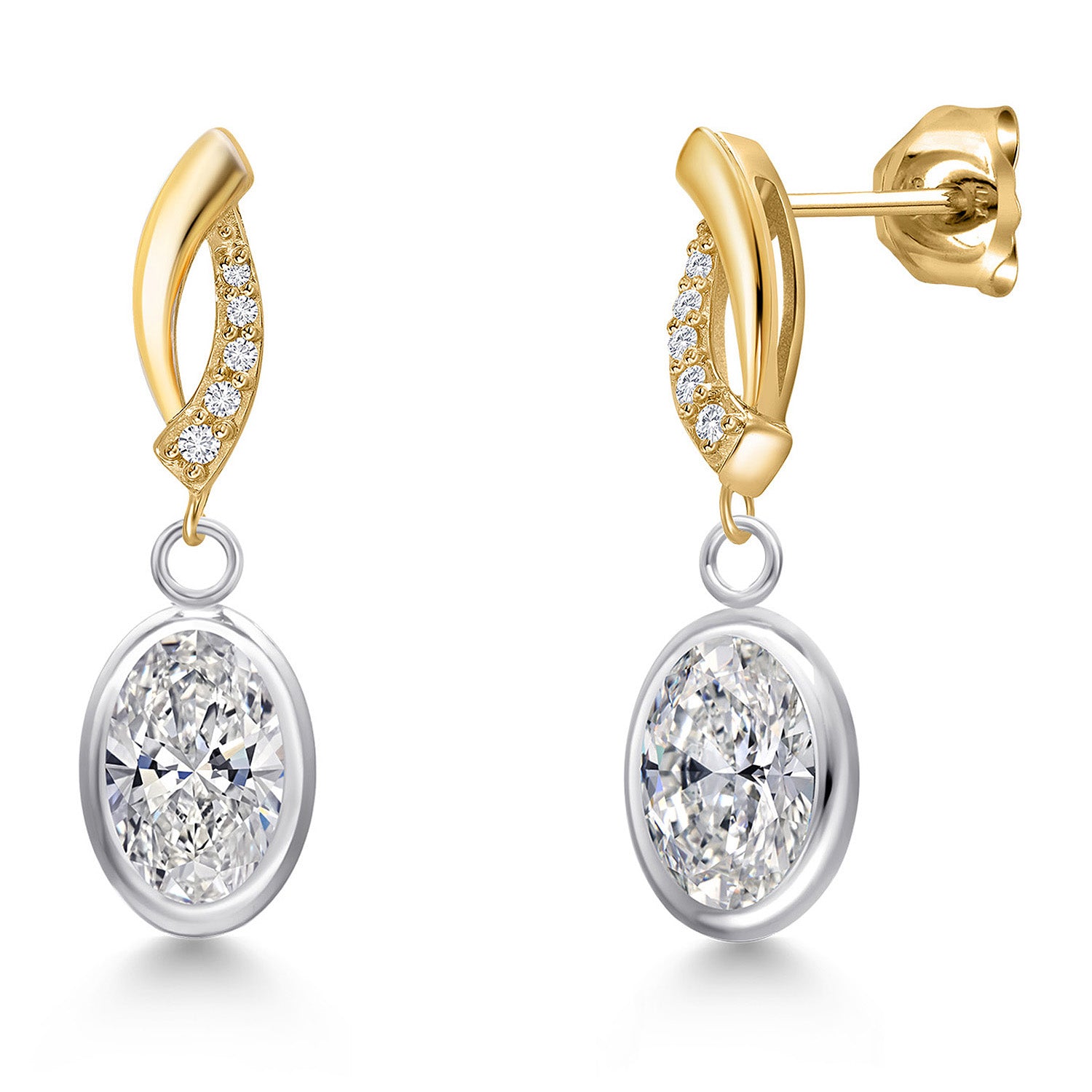 Earrings in 925 Sterling Silver and 10K Yellow Gold