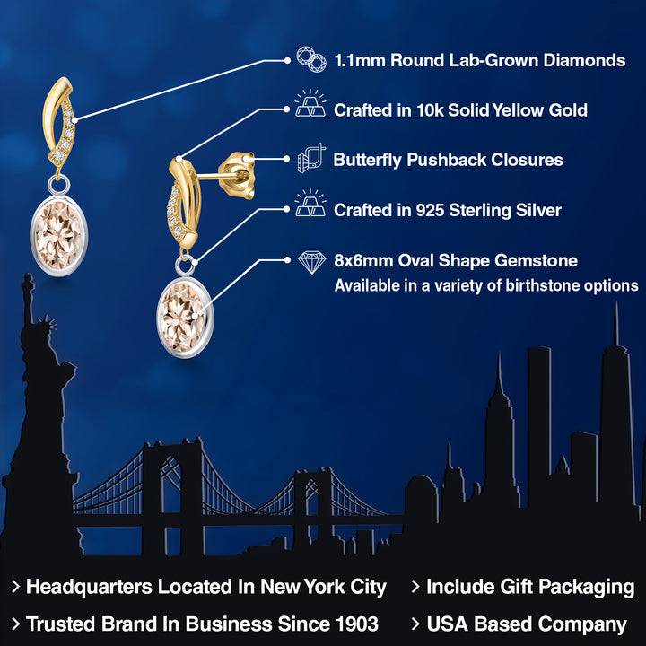 Earrings in 925 Sterling Silver and 10K Yellow Gold