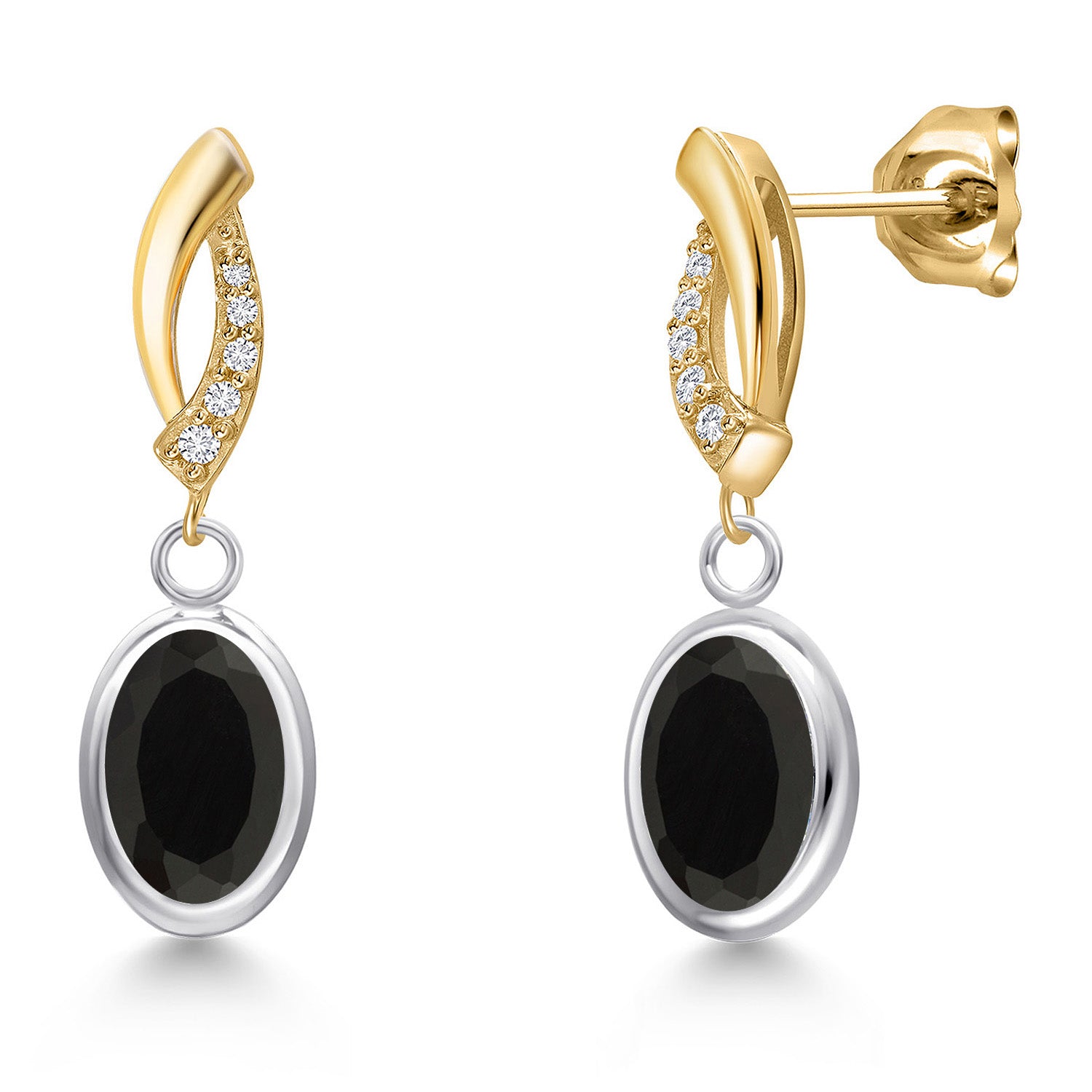 Earrings in 925 Sterling Silver and 10K Yellow Gold