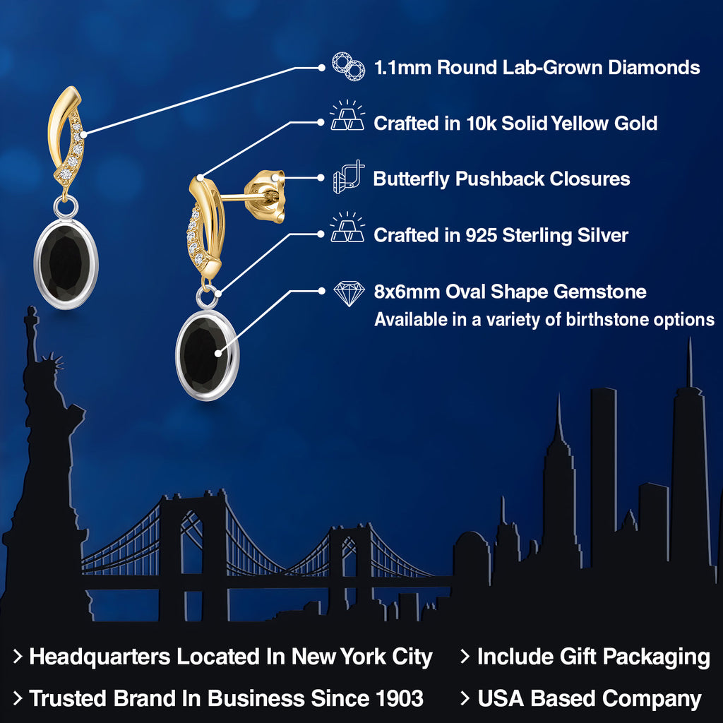 Earrings in 925 Sterling Silver and 10K Yellow Gold