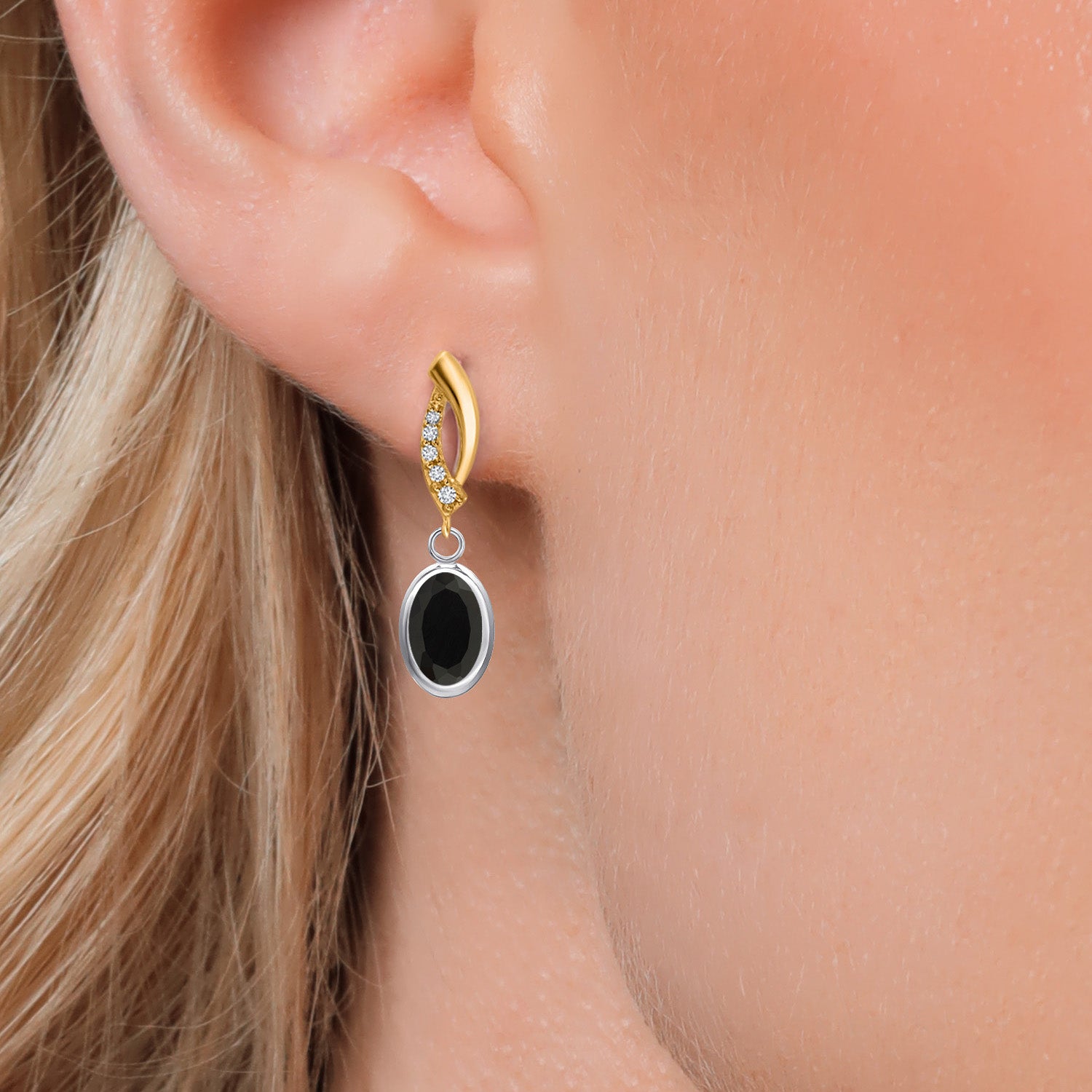 Earrings in 925 Sterling Silver and 10K Yellow Gold