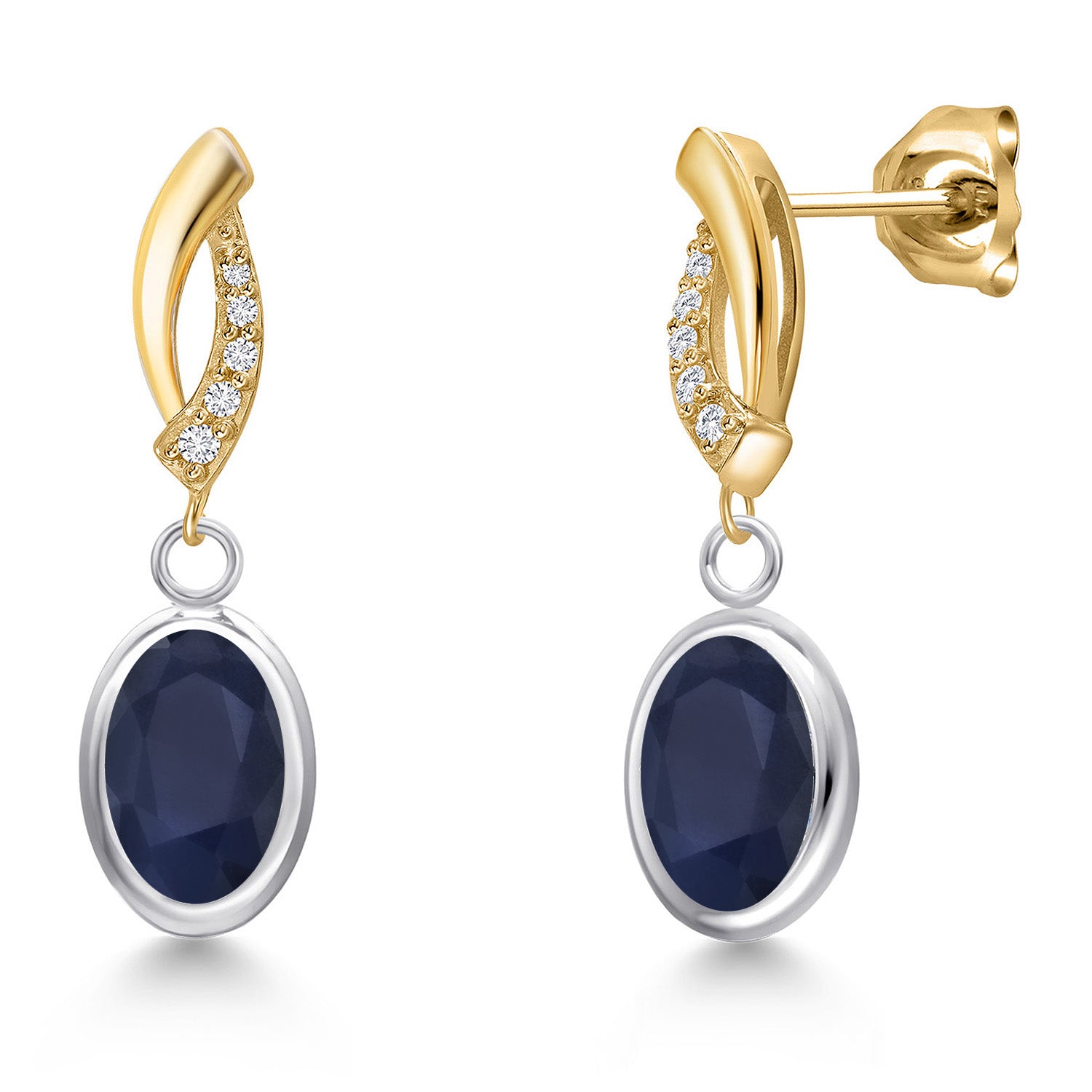 Earrings in 925 Sterling Silver and 10K Yellow Gold