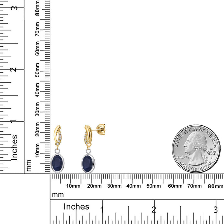 Earrings in 925 Sterling Silver and 10K Yellow Gold