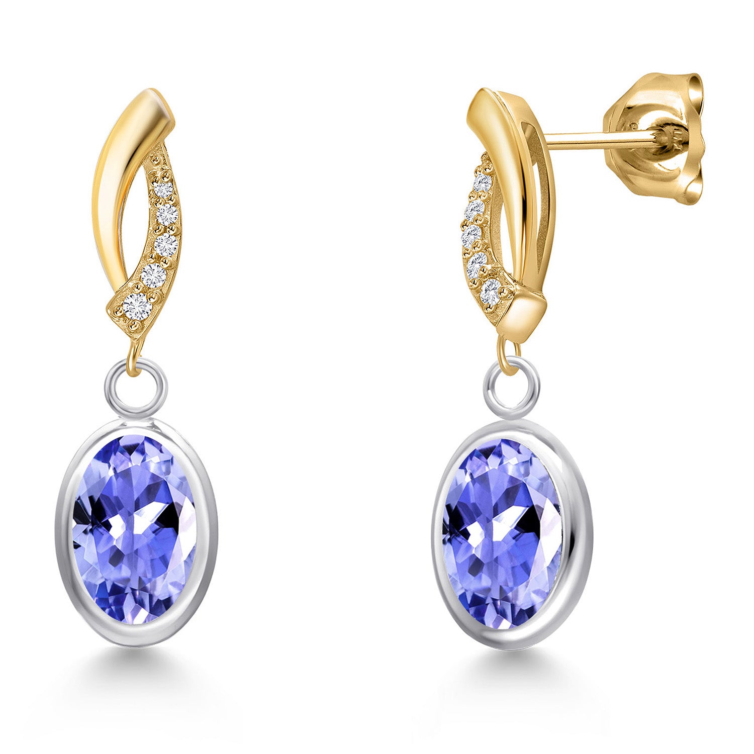 Earrings in 925 Sterling Silver and 10K Yellow Gold