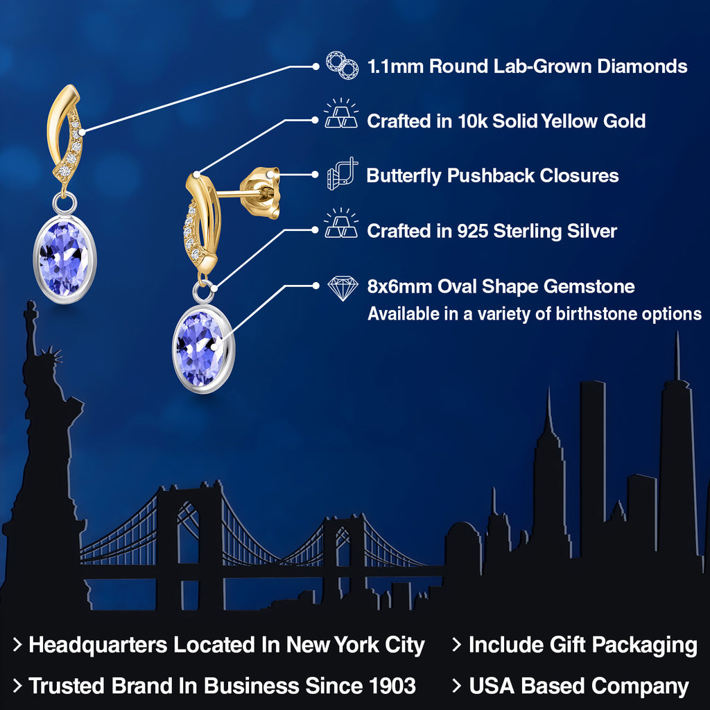 Earrings in 925 Sterling Silver and 10K Yellow Gold